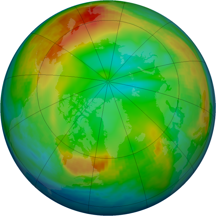 Arctic ozone map for 06 January 1990